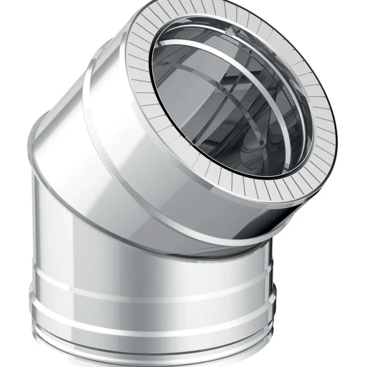 Curva a 45° diam.100/150 inox sp.0,5 mm - doppia parete