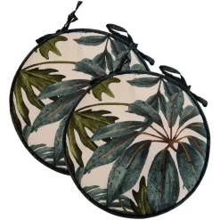 Cuscini per sedia Foglia verde 2 pz Ø 40 cm