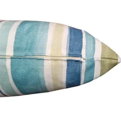Cuscino bombato rettangolare arredo a righe azzurro 60x40 cm