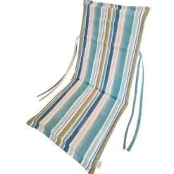 Cuscino per sedia a spalla alta con aletta righe azzurre 112x48 cm