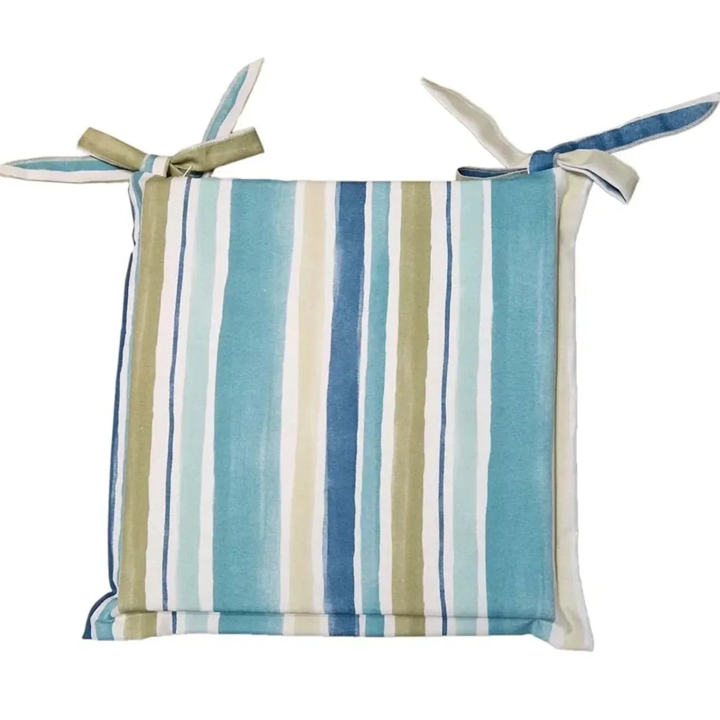 Cuscino per sedia sfoderabile con aletta riga azzurro 40x40 cm
