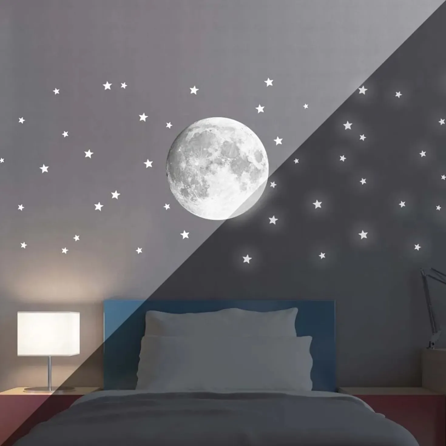 Decorazione adesiva per parete glow moon 47x65 cm
