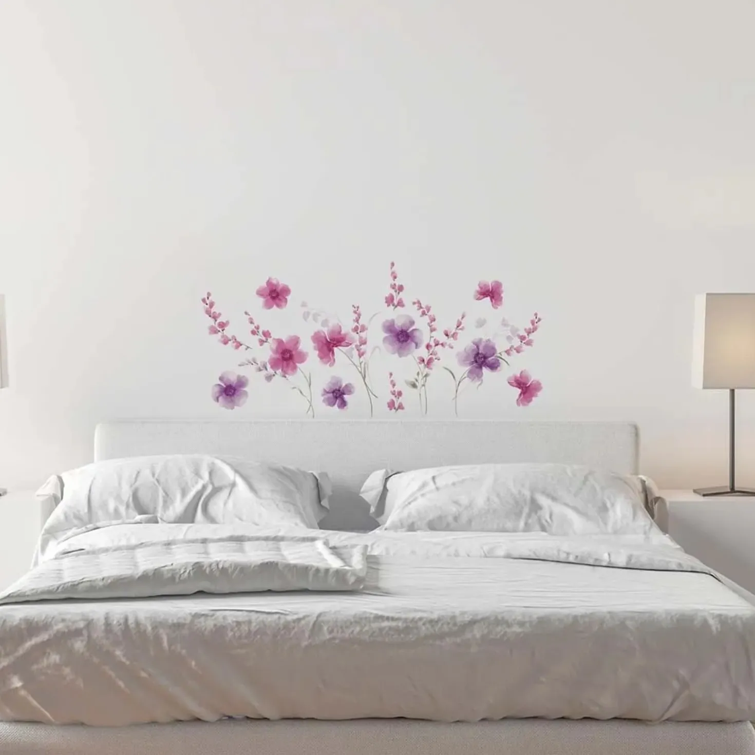 Decorazione adesiva per parete fiori viola 47x65 cm