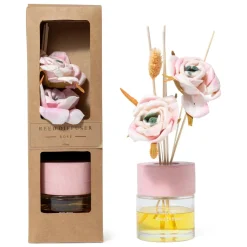 Diffusore di essenza bacchetti fiore Rosa in vetro 100 ml scatola regalo