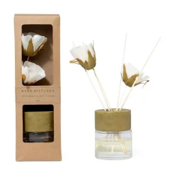 Diffusore di essenza bacchetti fiore Basilico Menta vetro 100 ml scatola regalo