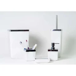 Dispenser sapone quadro Ivory in plastica bianco/cromo
