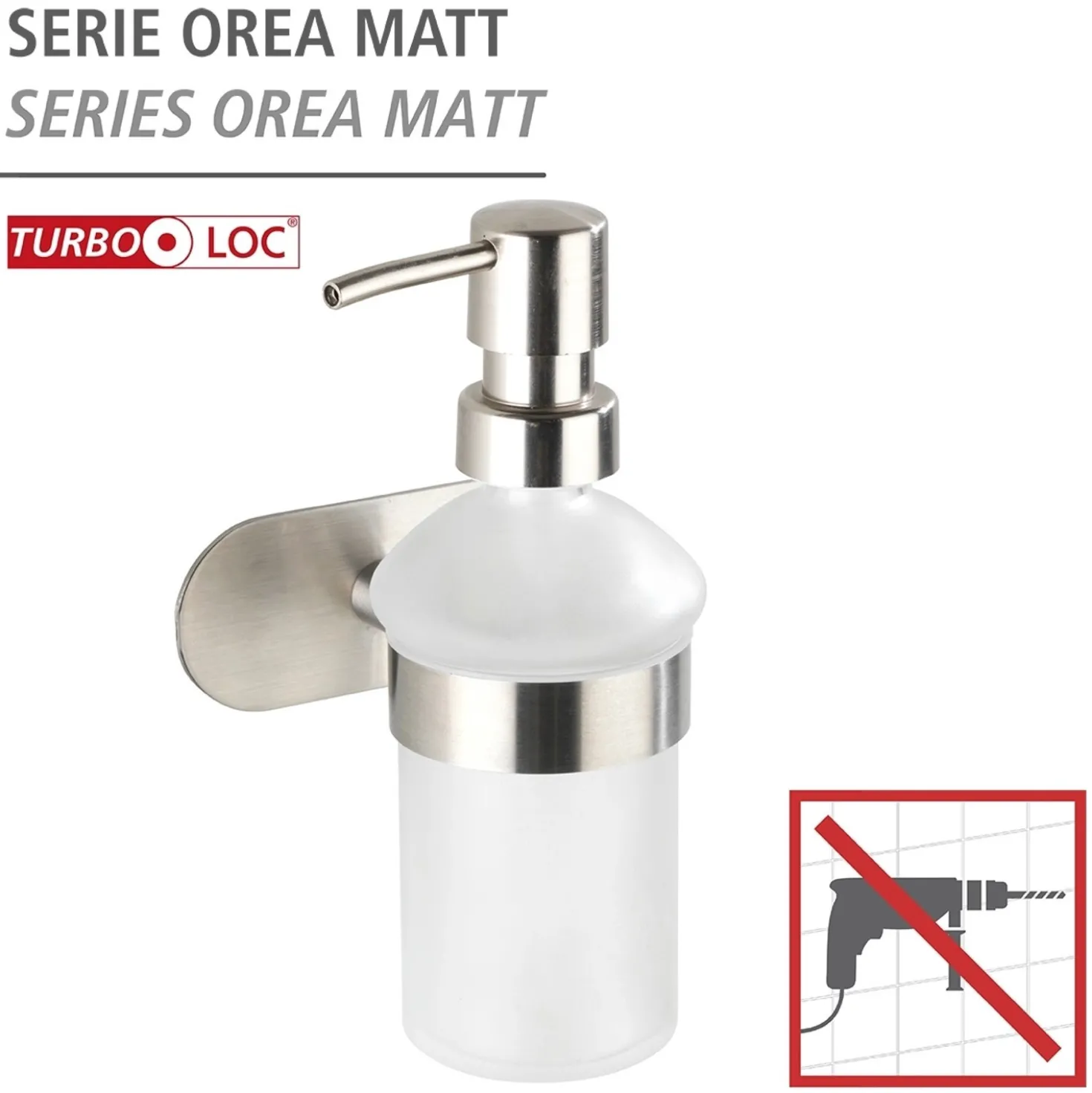 Dispenser sapone Wenko Turbo-Loc Orea adesivo in acciaio inoxopaco 200 ml