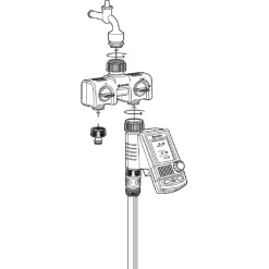 Distributore a 2 vie Gardena per rubinetti da 33.3 mm (G1") e 26,5 mm (G3/4")