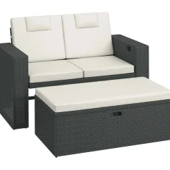 Divanetto da esterno multifunzione in rattan sintetico reclinabile 140x70x80 cm