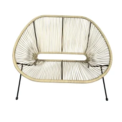 Divanetto da giardino impilabile rattan sintetico 115x74x88 cm naturale