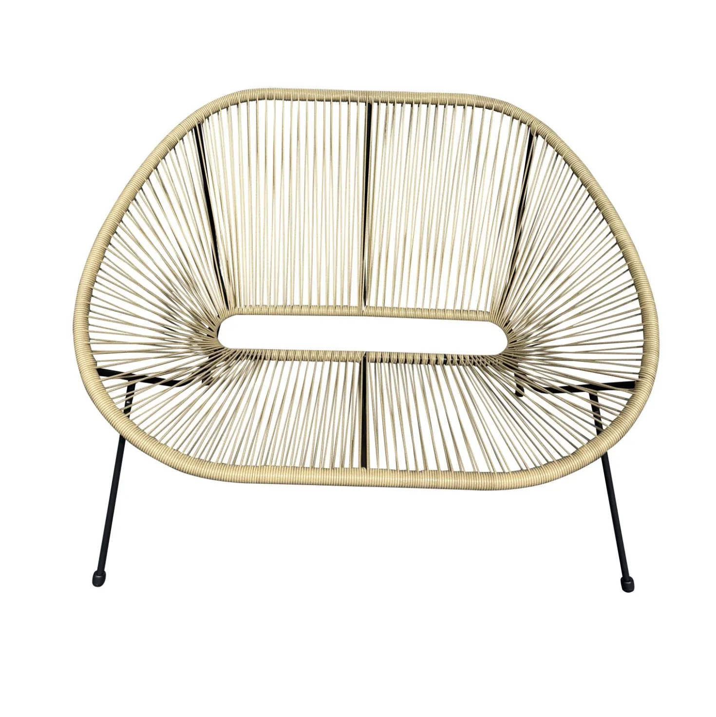 Divanetto da giardino impilabile rattan sintetico 115x74x88 cm naturale