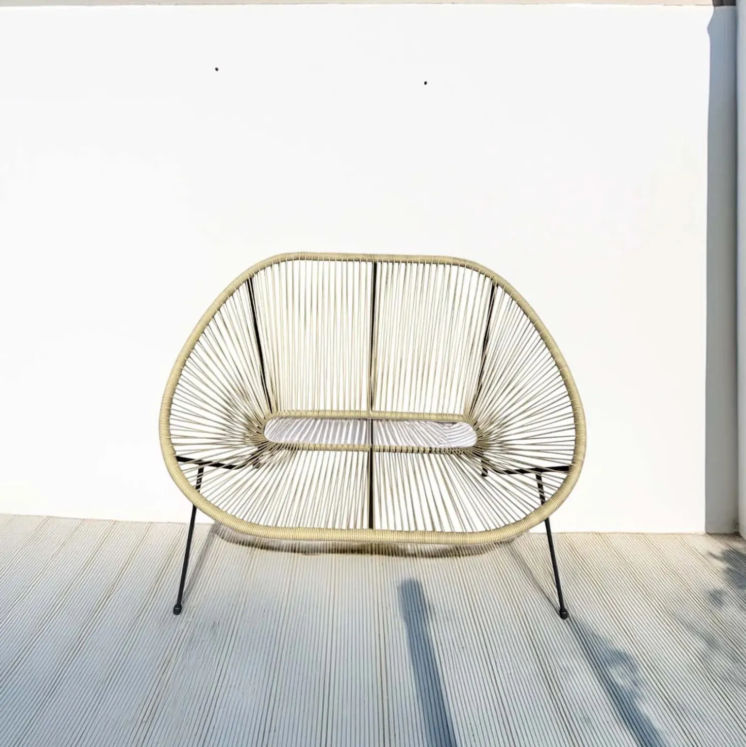 Divanetto da giardino impilabile rattan sintetico 115x74x88 cm naturale