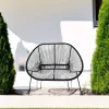 Divanetto da giardino impilabile rattan sintetico 115x74x88 cm nero
