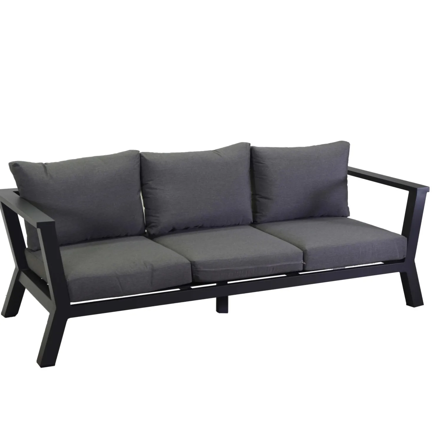 Divano da esterno 3 posti Riverton in alluminio antracite 193x78x84 cm