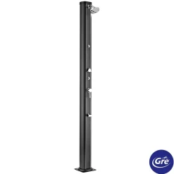 Doccia da giardino solare in alluminio nero 32 l con rubinetto lavapiedi