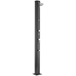 Doccia da giardino solare in alluminio nero 32 l con rubinetto lavapiedi