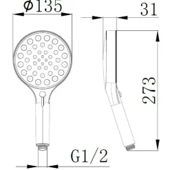 Doccia Select 3 getti con regolatore di flusso cromo