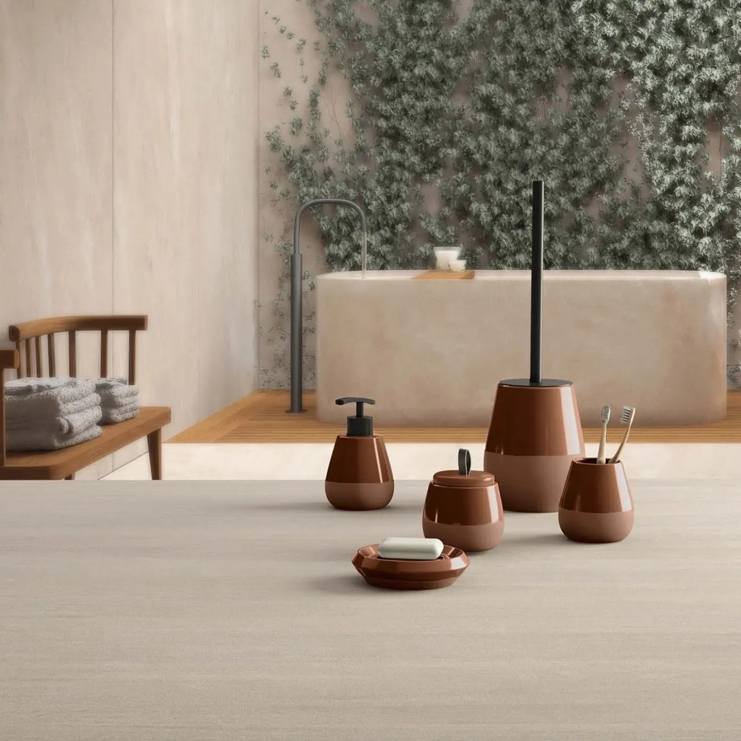 Dosasapone bagno Wilma in ceramica 450 ml terracotta