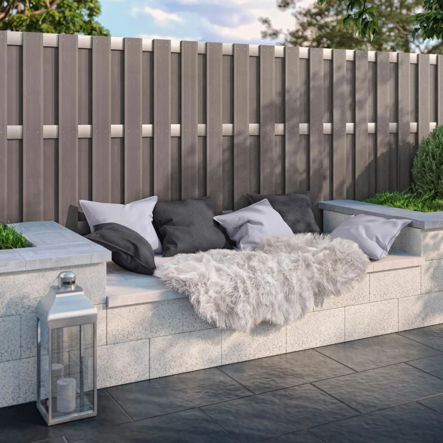 Elemento per recinzioni privacy WPC alluminio 180 x 180 cm antracite