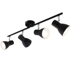 Faretto 4 luci Cup nero con interno bianco 4xE14