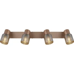 Faretto 4 luci Globo Satella 56x12x12,5 cm metallo caffè satinato