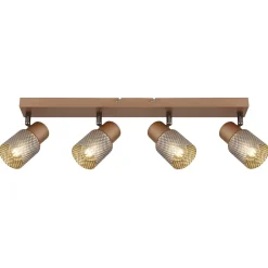 Faretto 4 luci Globo Satella 56x12x12,5 cm metallo caffè satinato