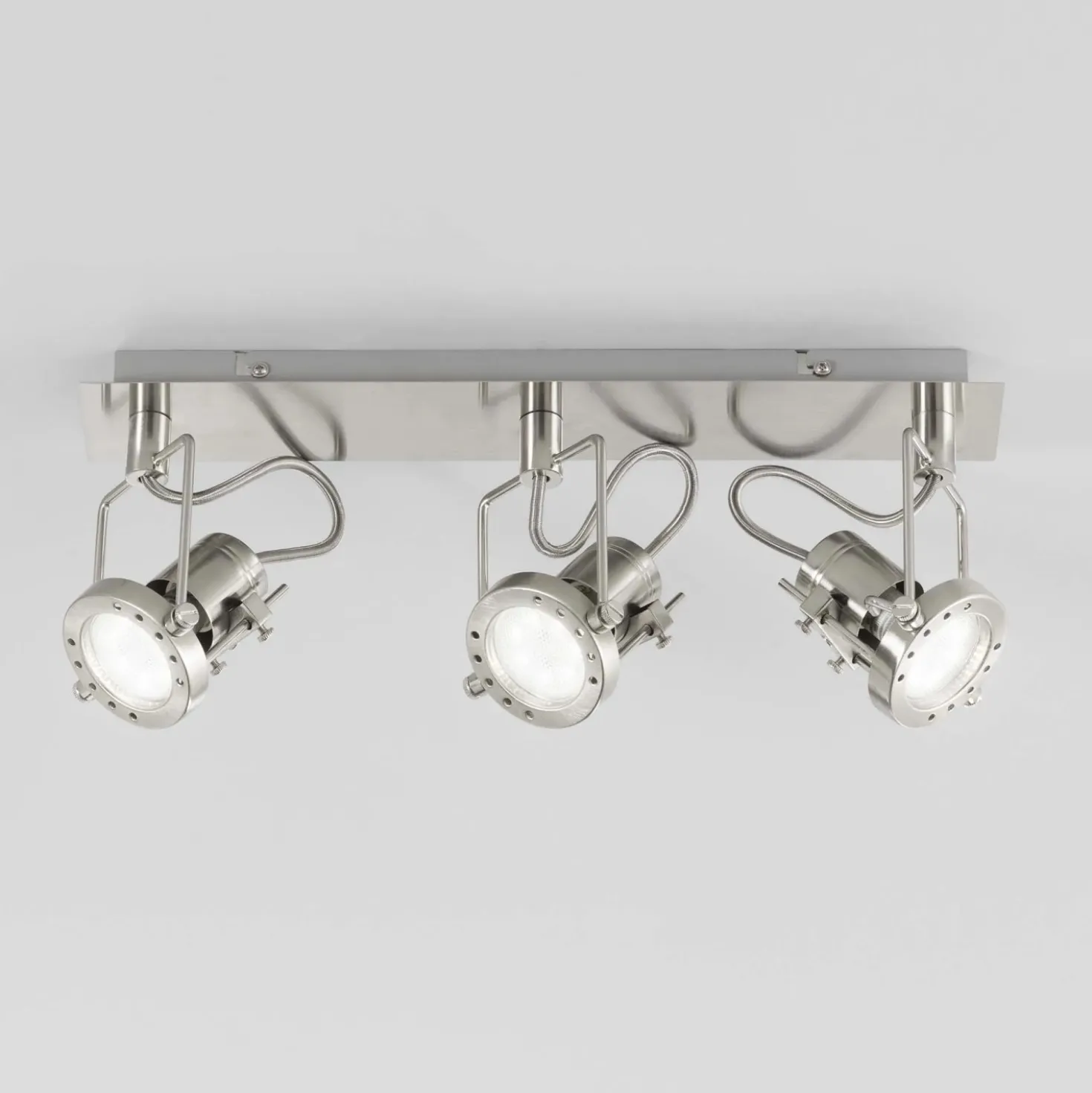 Faretto 3 luci Spot Techno 45x16 cm nichel