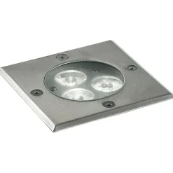 Faretto calpestabile Walk a LED acciaio quadrato 12 cm x 12 cm x 15 cm