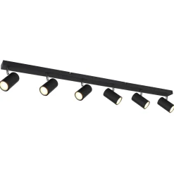 Faretto Globo Robby a 6 luci nero opaco 1150x60x120 mm
