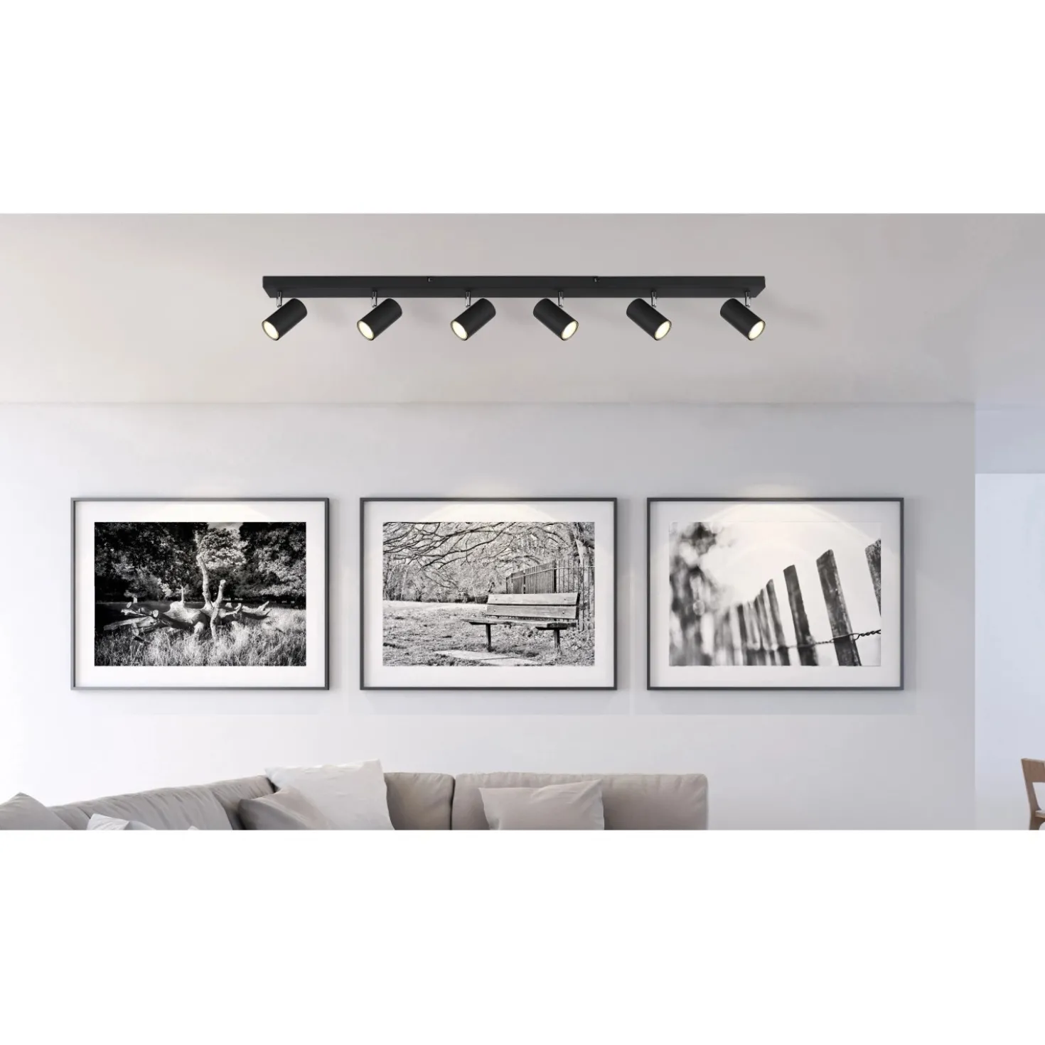 Faretto Globo Robby a 6 luci nero opaco 1150x60x120 mm