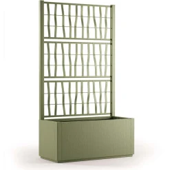 Fioriera da esterno c/grigliato Ethica in plastica verde oliva H140x80x36 cm