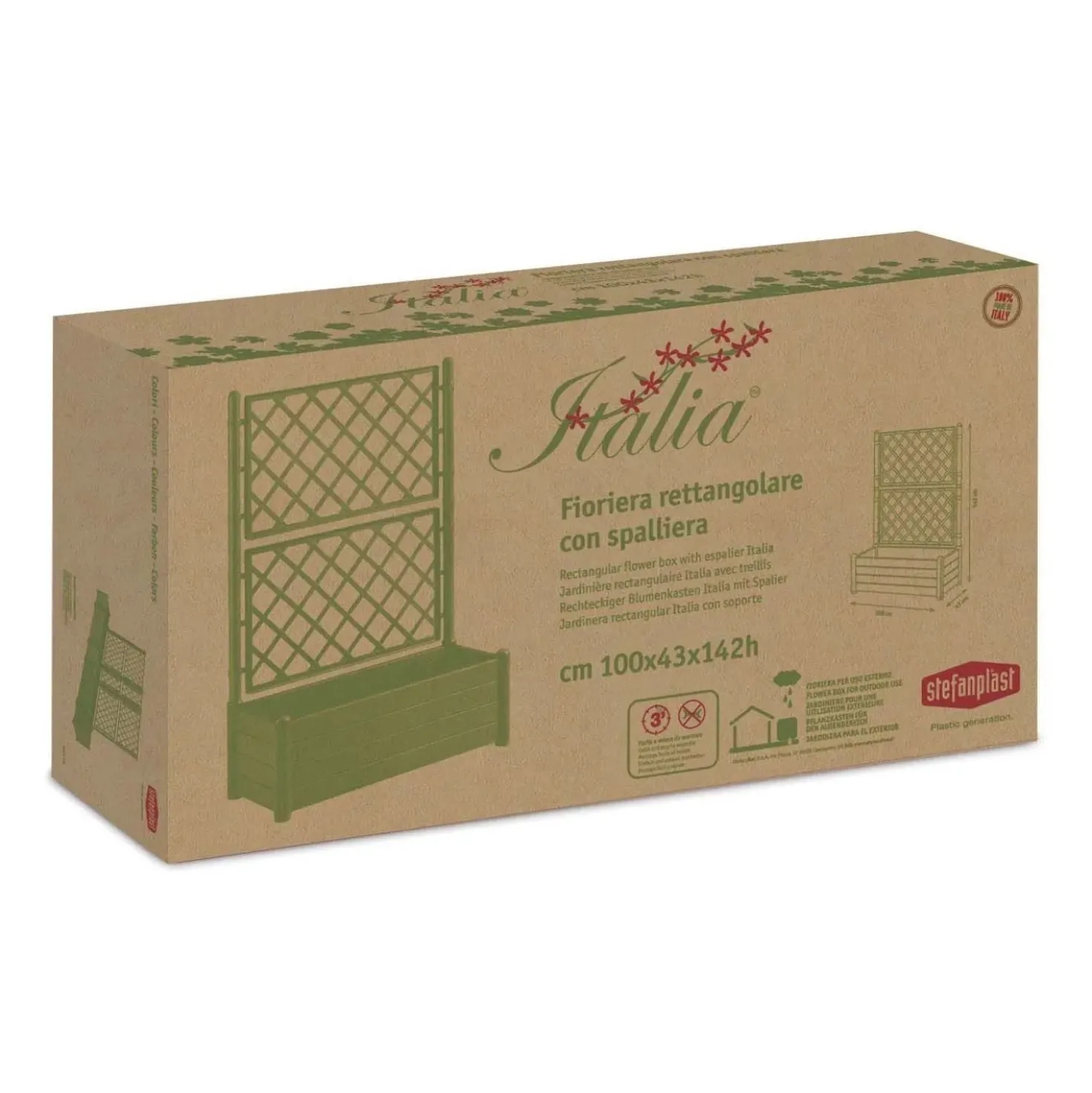 Fioriera da esterno con grigliato Stefanplast plastica Bianco 100x43x142 cm
