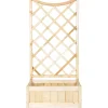 Fioriera da esterno con grigliato in legno naturale 80x39x146H cm