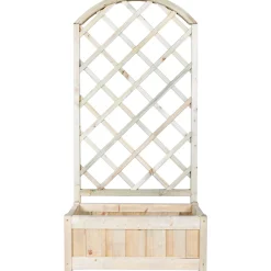 Fioriera da esterno con grigliato in legno naturale 80x39x169H cm
