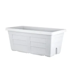 Fioriera da esterno in plastica effetto legno bianco 100x44x40 cm