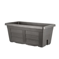 Fioriera da esterno in plastica effetto legno antracite 80x40x34 cm