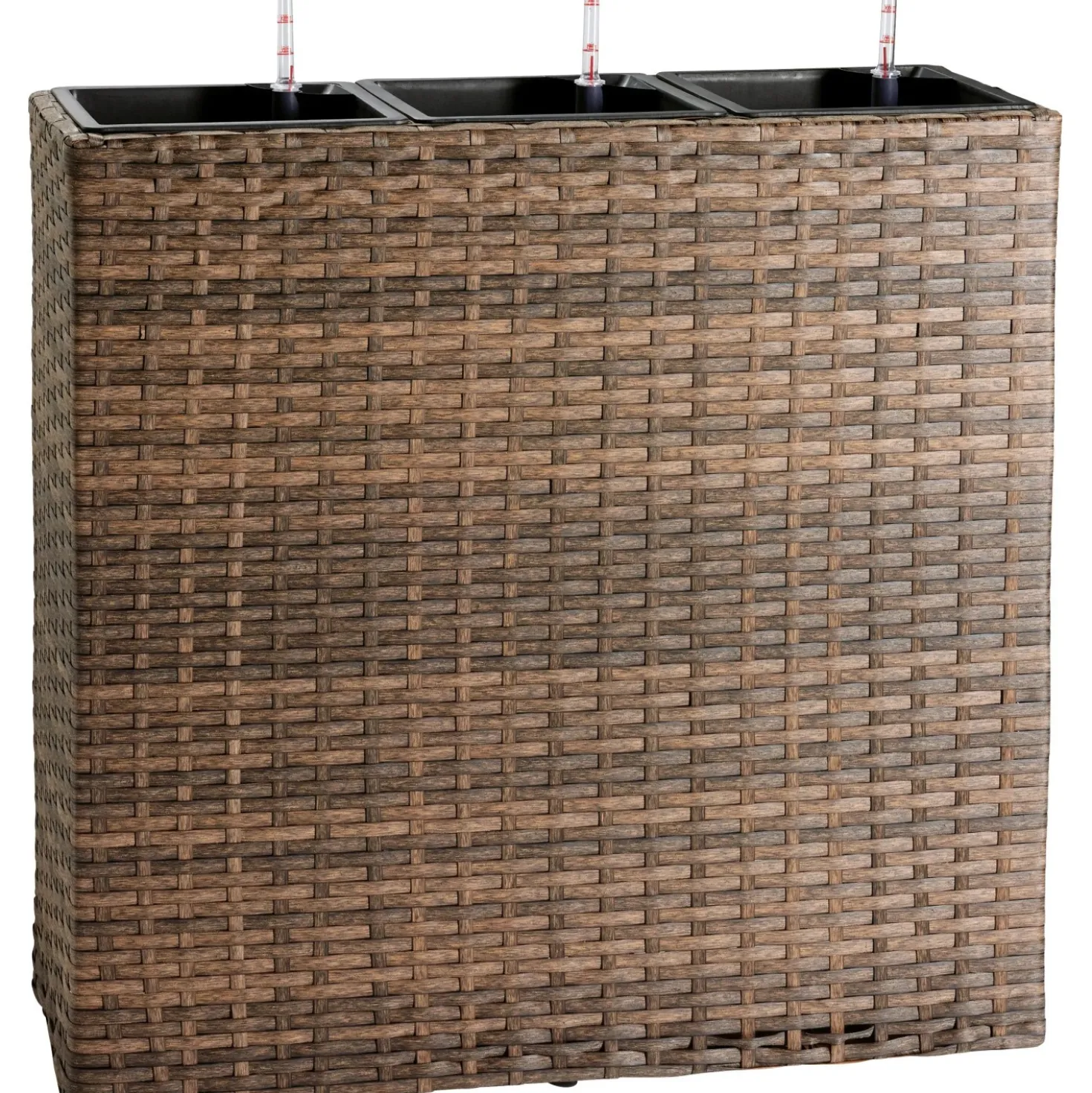 Fioriera da esterno in polyrattan marrone 76x27x79 cm