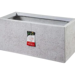 Fioriera da esterno Magnolia Rustic White in fibra d`argilla bianco 80x37x37 cm