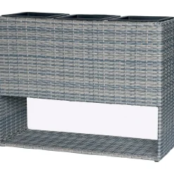 Fioriera da esterno rialzata Wicker in vimini 60x28x83 cm grigio chiaro
