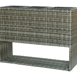 Fioriera da esterno rialzata Wicker in vimini 60x28x83 cm grigio
