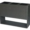 Fioriera da esterno rialzata Wicker in vimini 60x28x83 cm grigio scuro