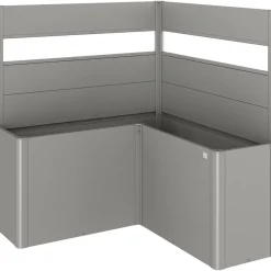 Fioriera frangivista Belvedere Biohort a L con vetro 150 cm Gri quarz met 2 pz