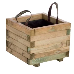 Fioriera in legno naturale quadrata Baroque 40x40x H 33 cm