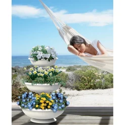 Fontana con ciotole set 3 pz Bama bianco 50x64 cm