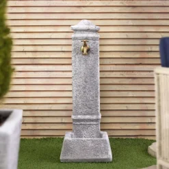 Fontana da giardino Isernia in cemento grigio H 75 cm