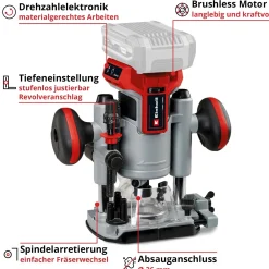 Fresatrice verticale a batteria Einhell Professional TP-RO 18 Li BL - Solo