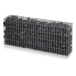 Gabbione in metallo con granulati nero ebano 10 kg 100x25x50 cm