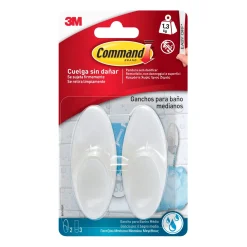 Ganci adesivi 3M Command™ per bagno in plastica, medi, bianchi