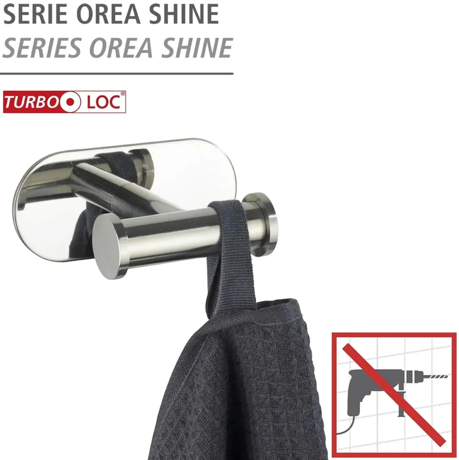 Gancio doppio in acciaio Orea shine