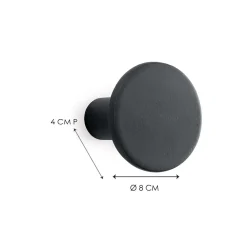 Gancio in poliresina rotondo colore nero diametro 8 cm
